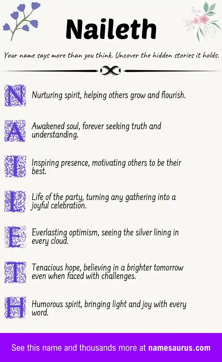 Acrostic poem about Naileth.