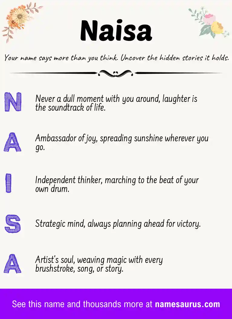 Acrostic poem about Naisa.