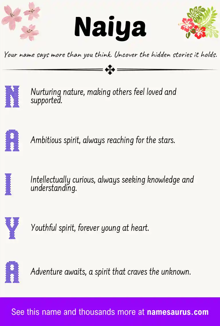 Acrostic poem about Naiya.