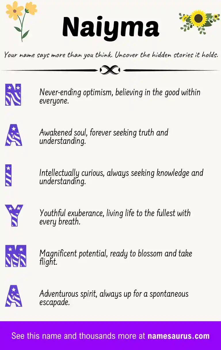Acrostic poem about Naiyma.