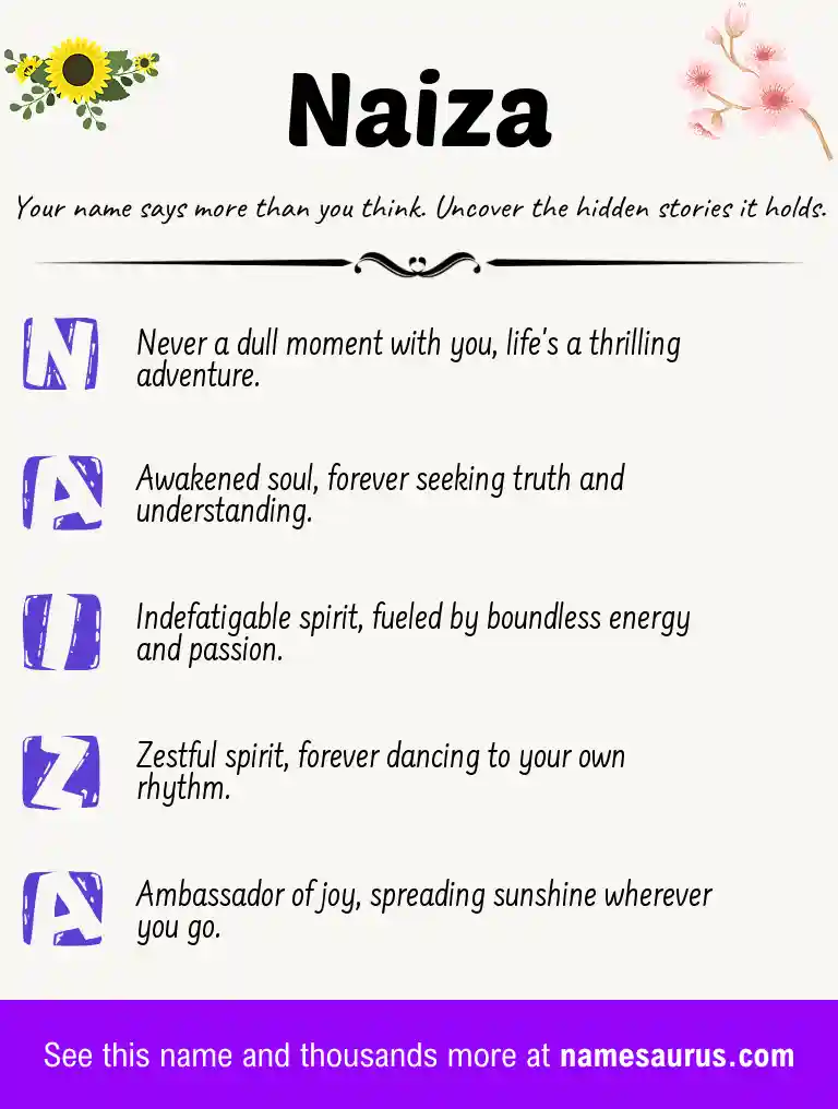 Acrostic poem about Naiza.