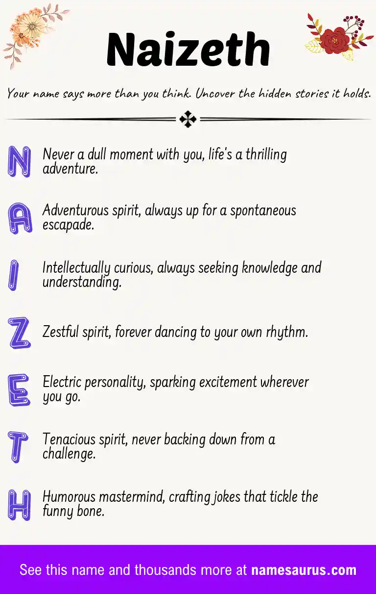 Acrostic poem about Naizeth.