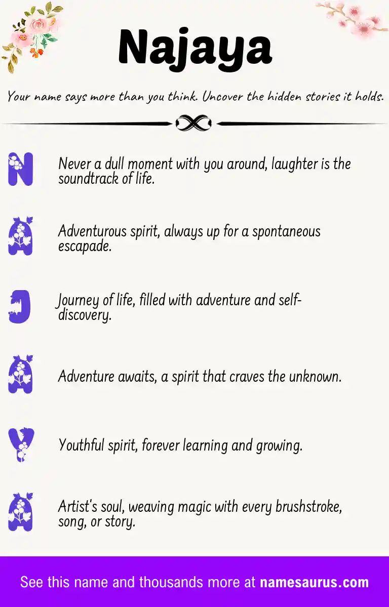 Acrostic poem about Najaya.