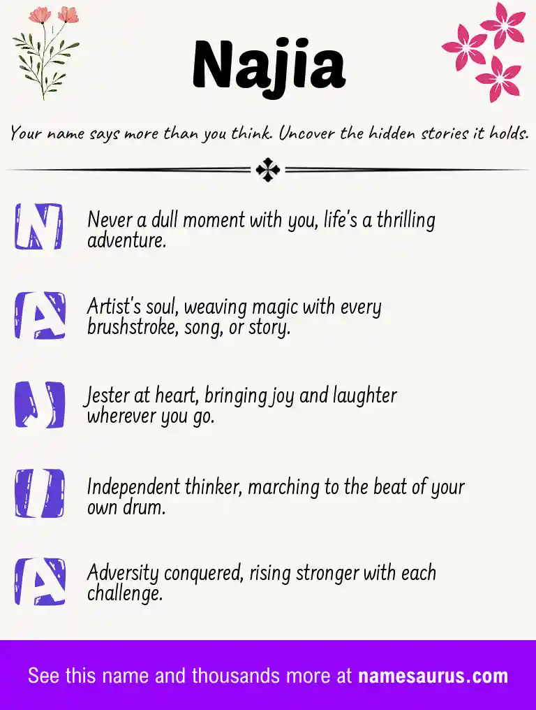 Acrostic poem about Najia.