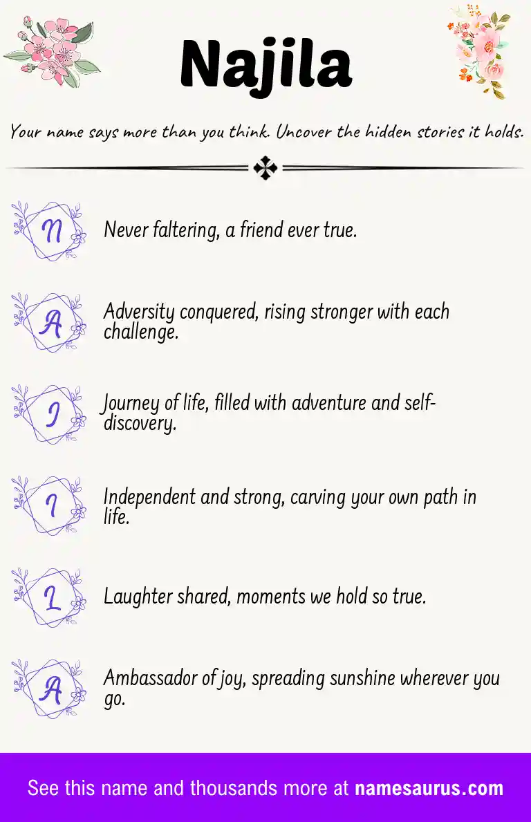 Acrostic poem about Najila.
