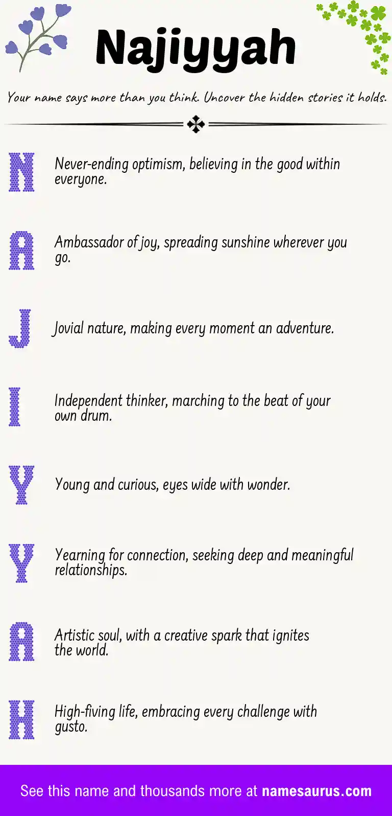 Acrostic poem about Najiyyah.