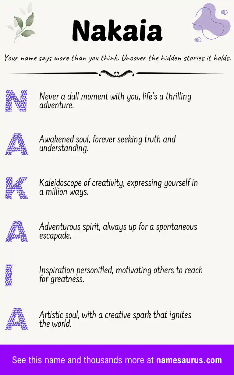 Acrostic poem about Nakaia.