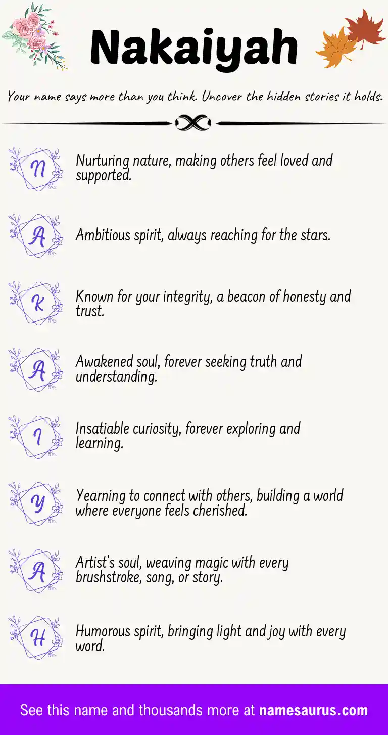 Acrostic poem about Nakaiyah.