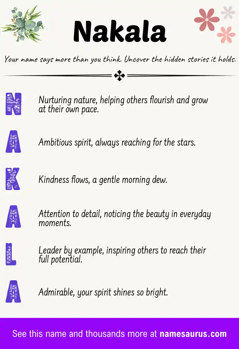 Acrostic poem about Nakala.