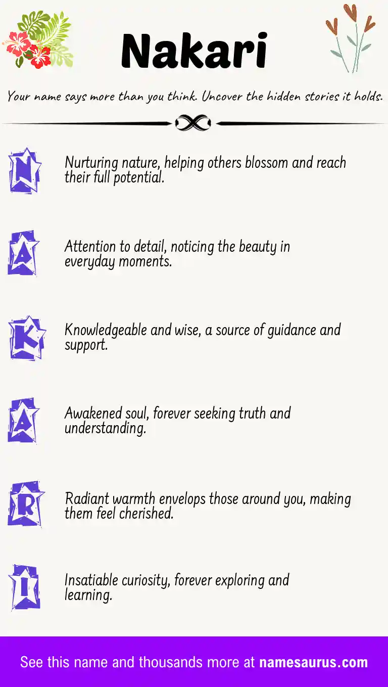 Acrostic poem about Nakari.
