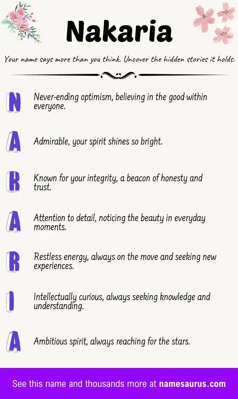 Acrostic poem about Nakaria.