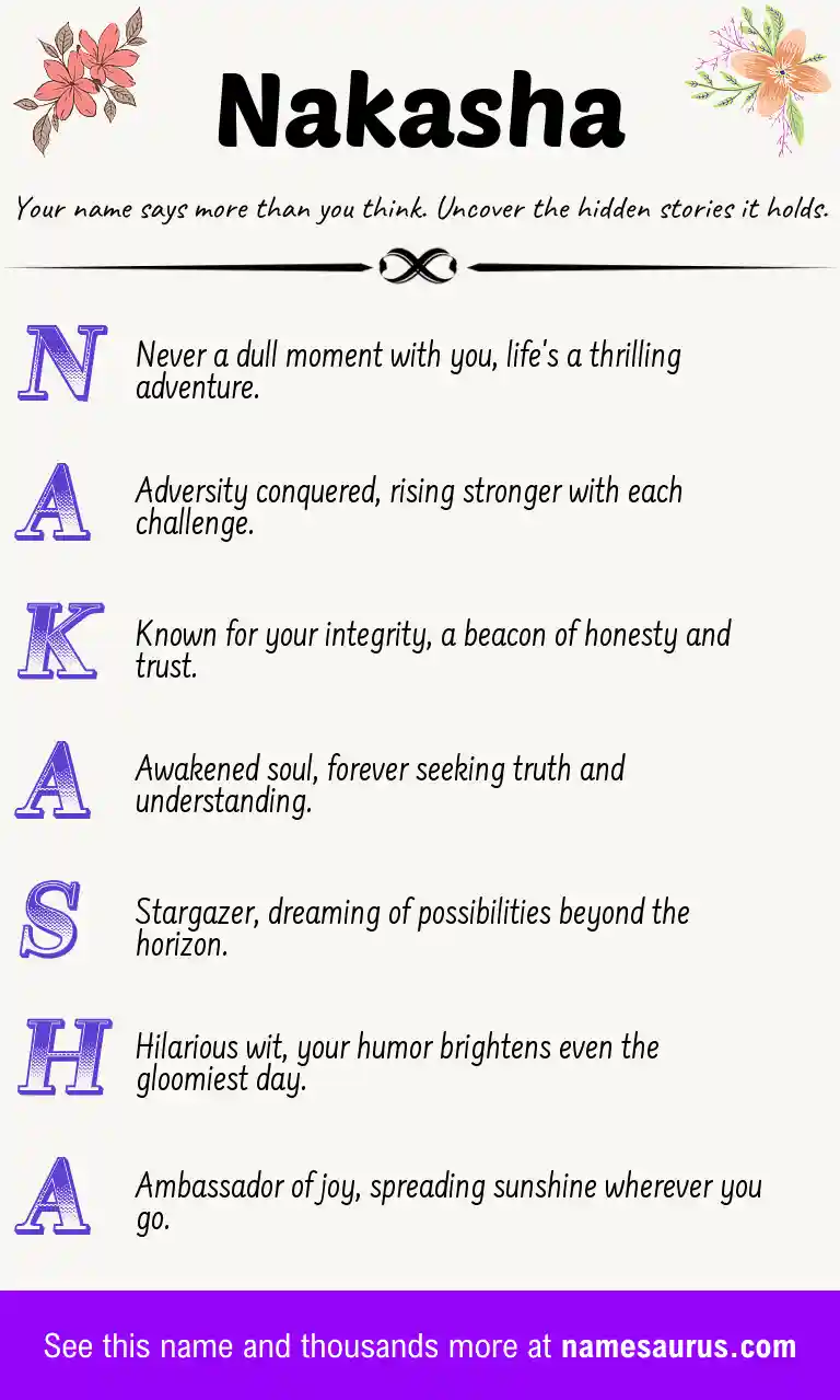 Acrostic poem about Nakasha.