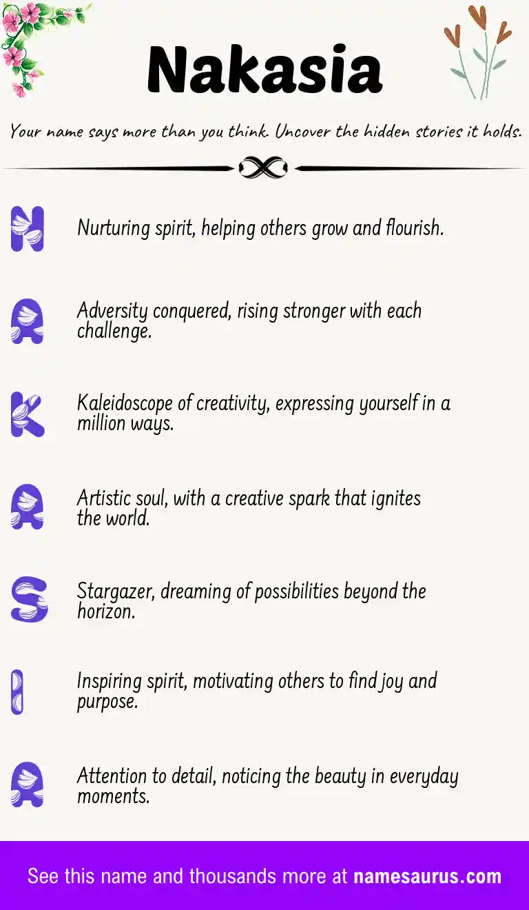 Acrostic poem about Nakasia.