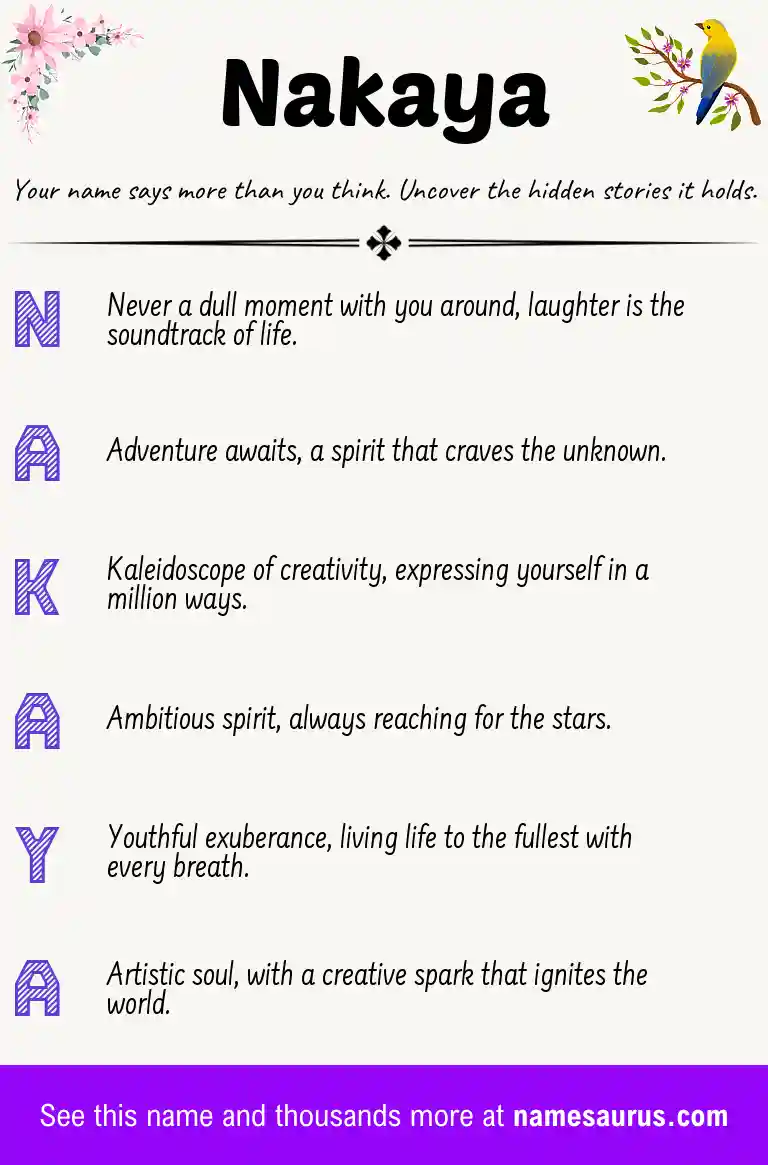 Acrostic poem about Nakaya.