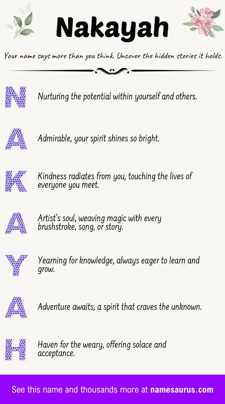 Acrostic poem about Nakayah.