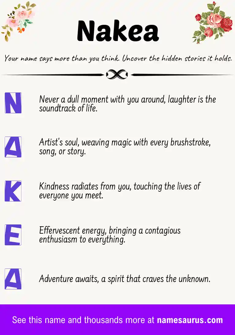 Acrostic poem about Nakea.