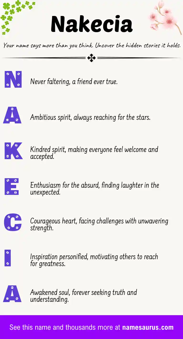 Acrostic poem about Nakecia.