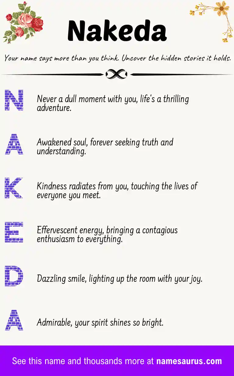 Acrostic poem about Nakeda.