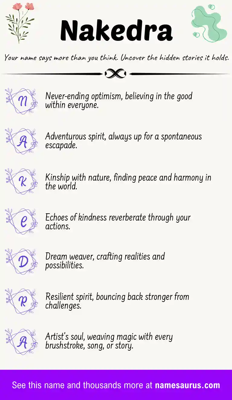 Acrostic poem about Nakedra.