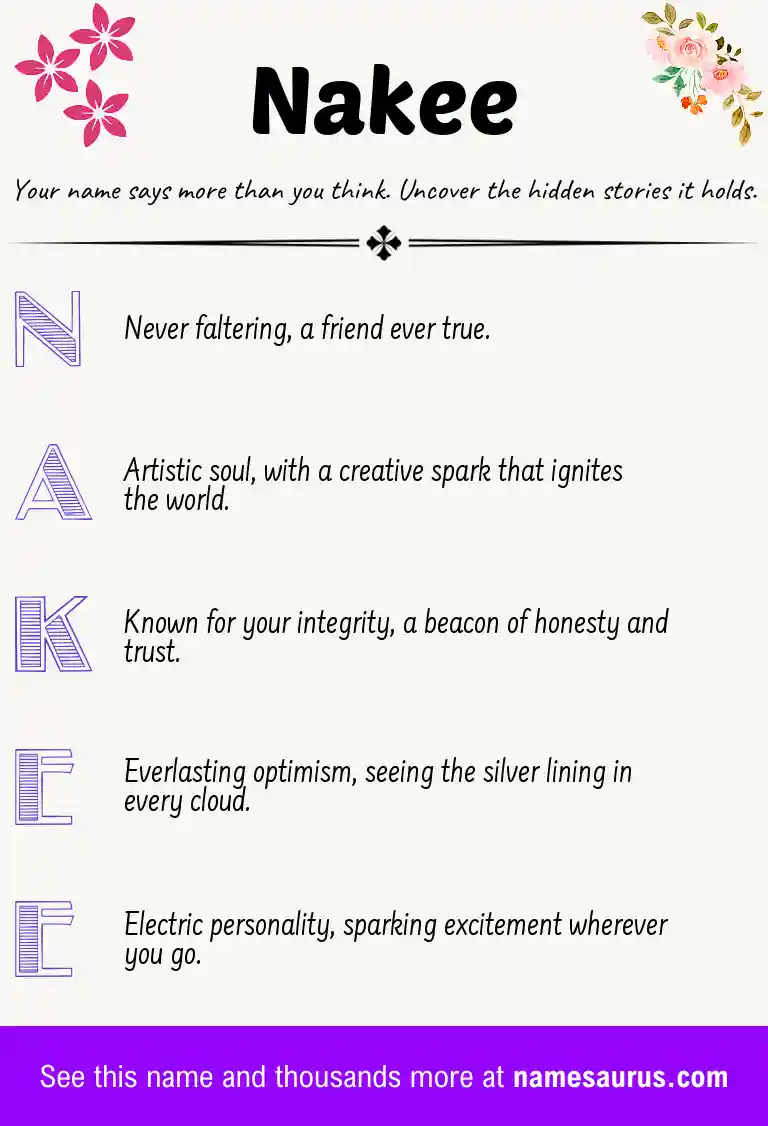 Acrostic poem about Nakee.