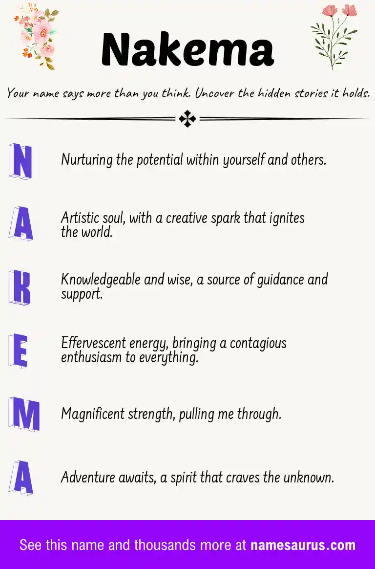 Acrostic poem about Nakema.