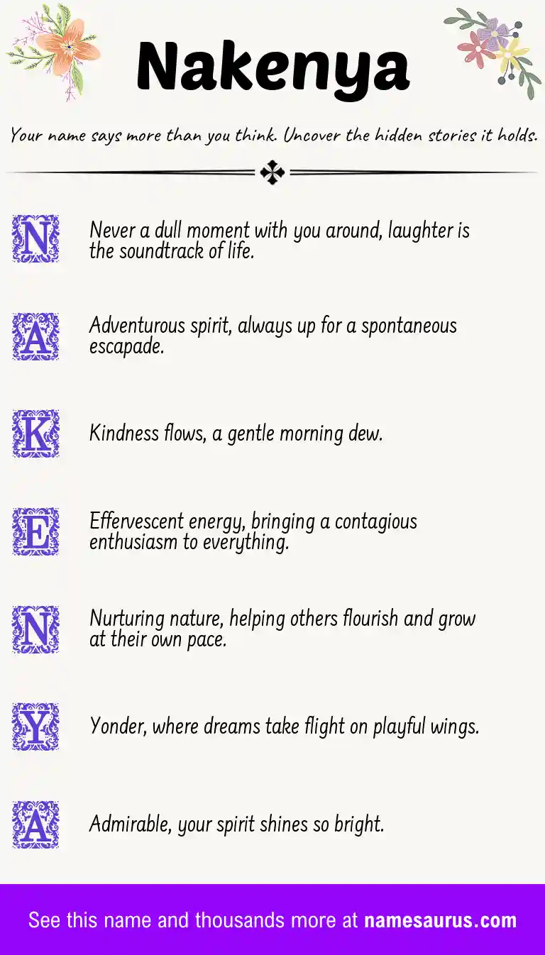 Acrostic poem about Nakenya.