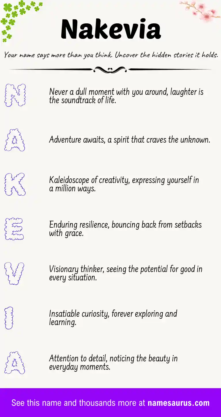 Acrostic poem about Nakevia.