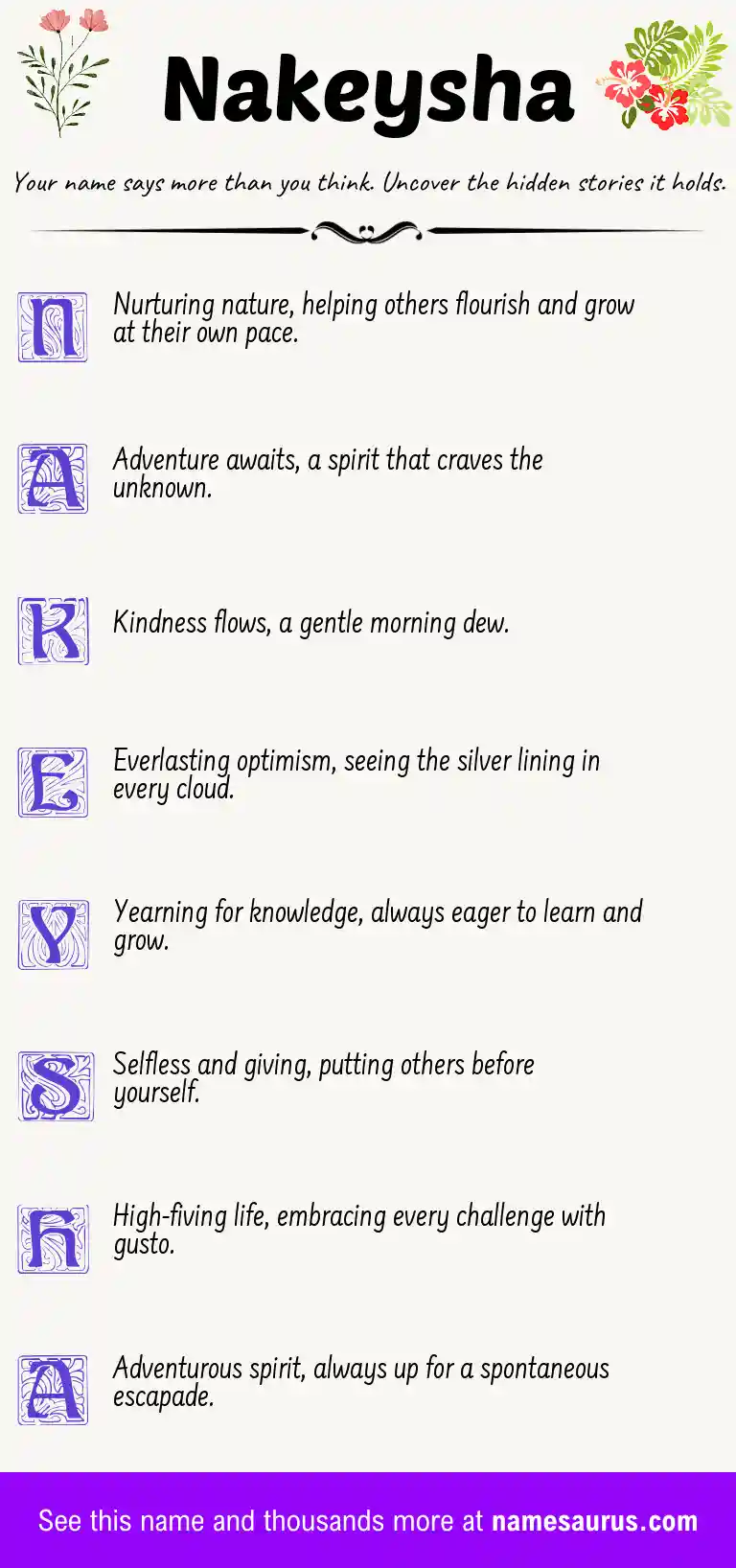 Acrostic poem about Nakeysha.