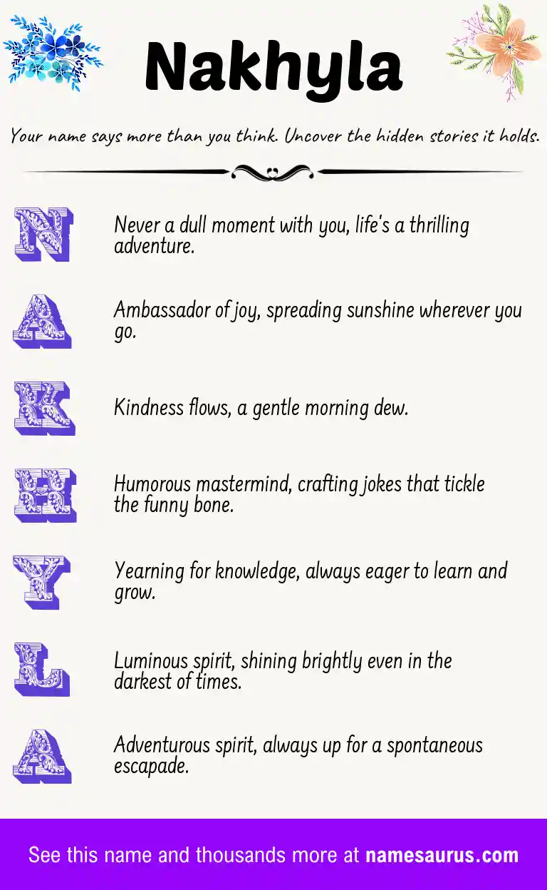 Acrostic poem about Nakhyla.