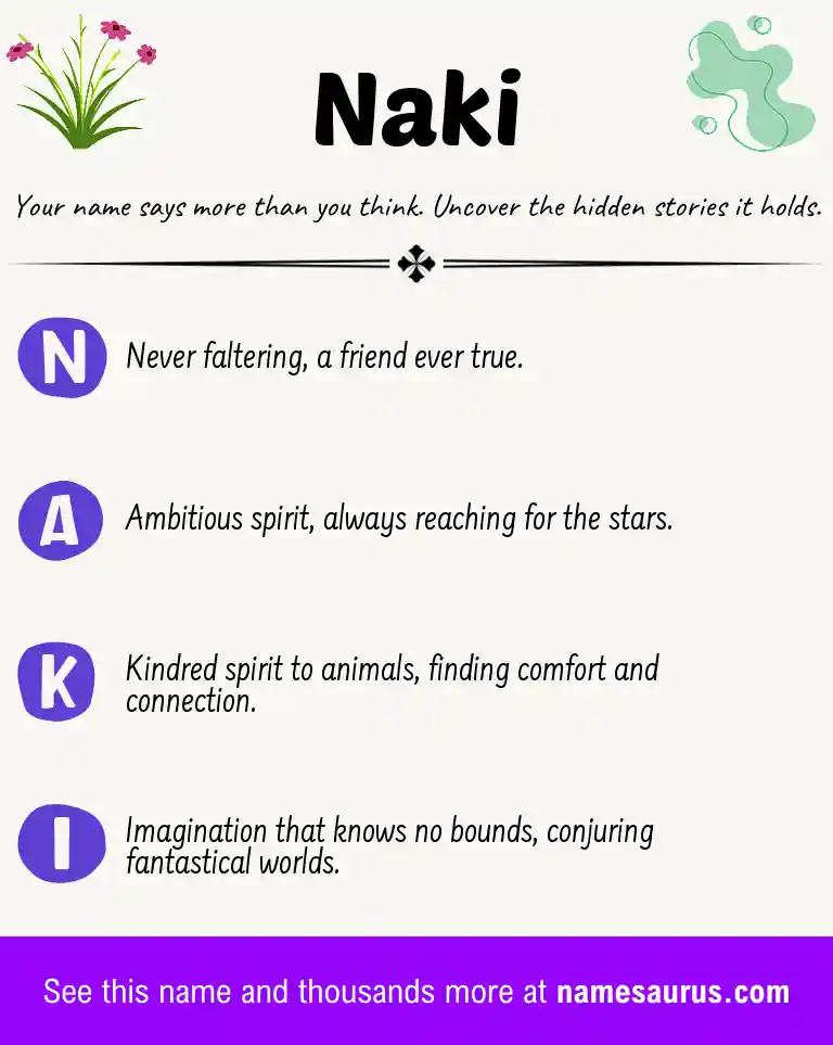 Acrostic poem about Naki.