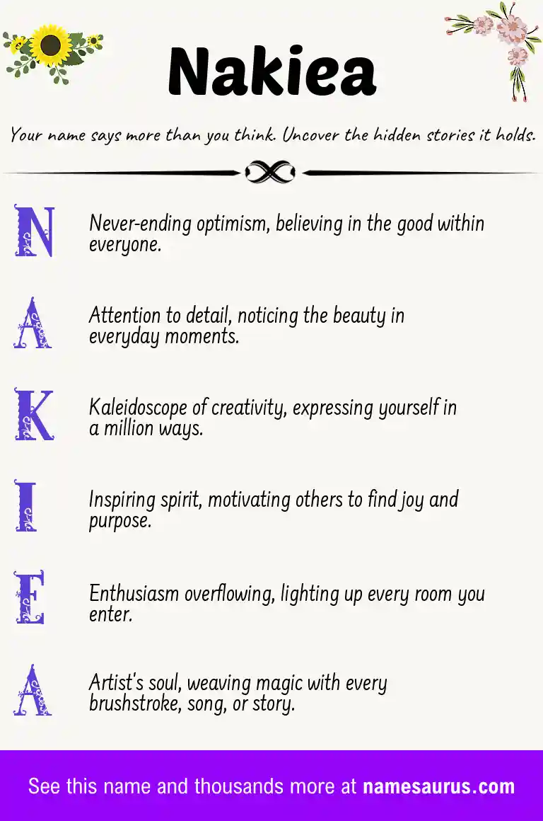 Acrostic poem about Nakiea.