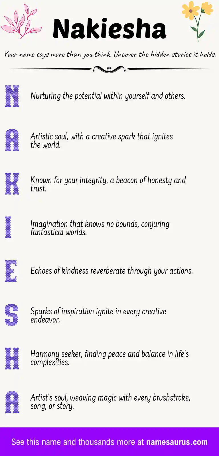 Acrostic poem about Nakiesha.