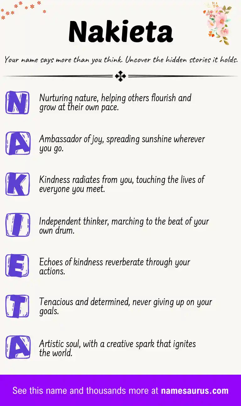Acrostic poem about Nakieta.