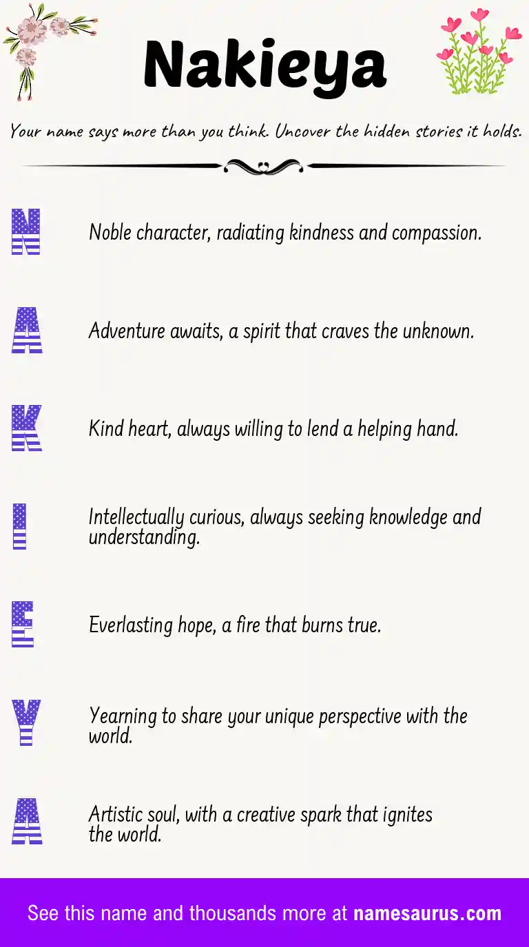 Acrostic poem about Nakieya.