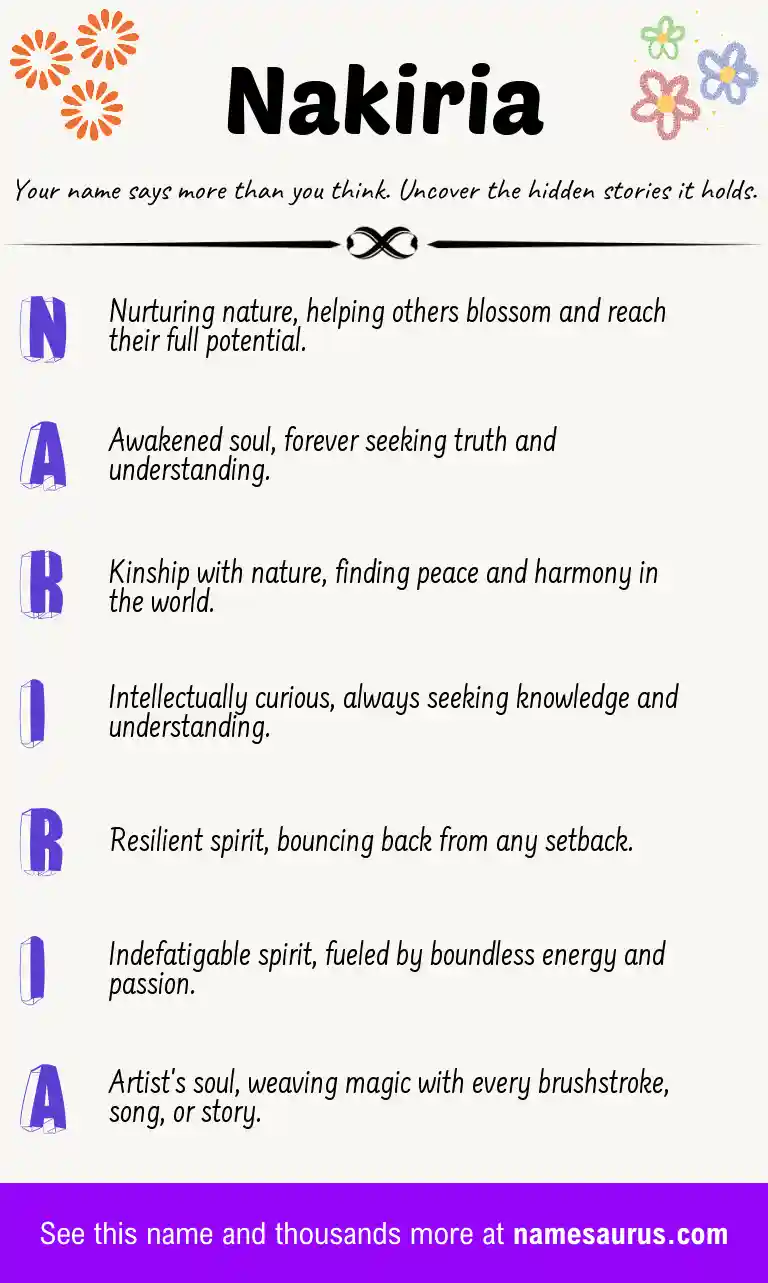 Acrostic poem about Nakiria.