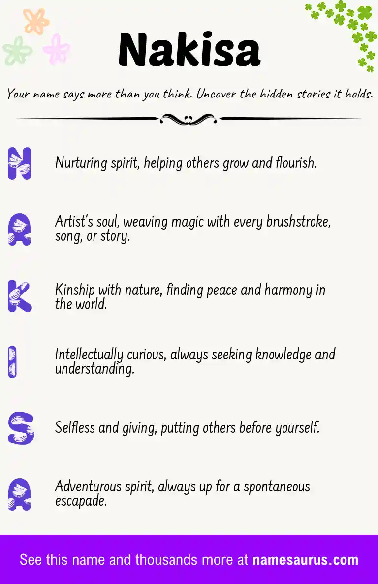 Acrostic poem about Nakisa.