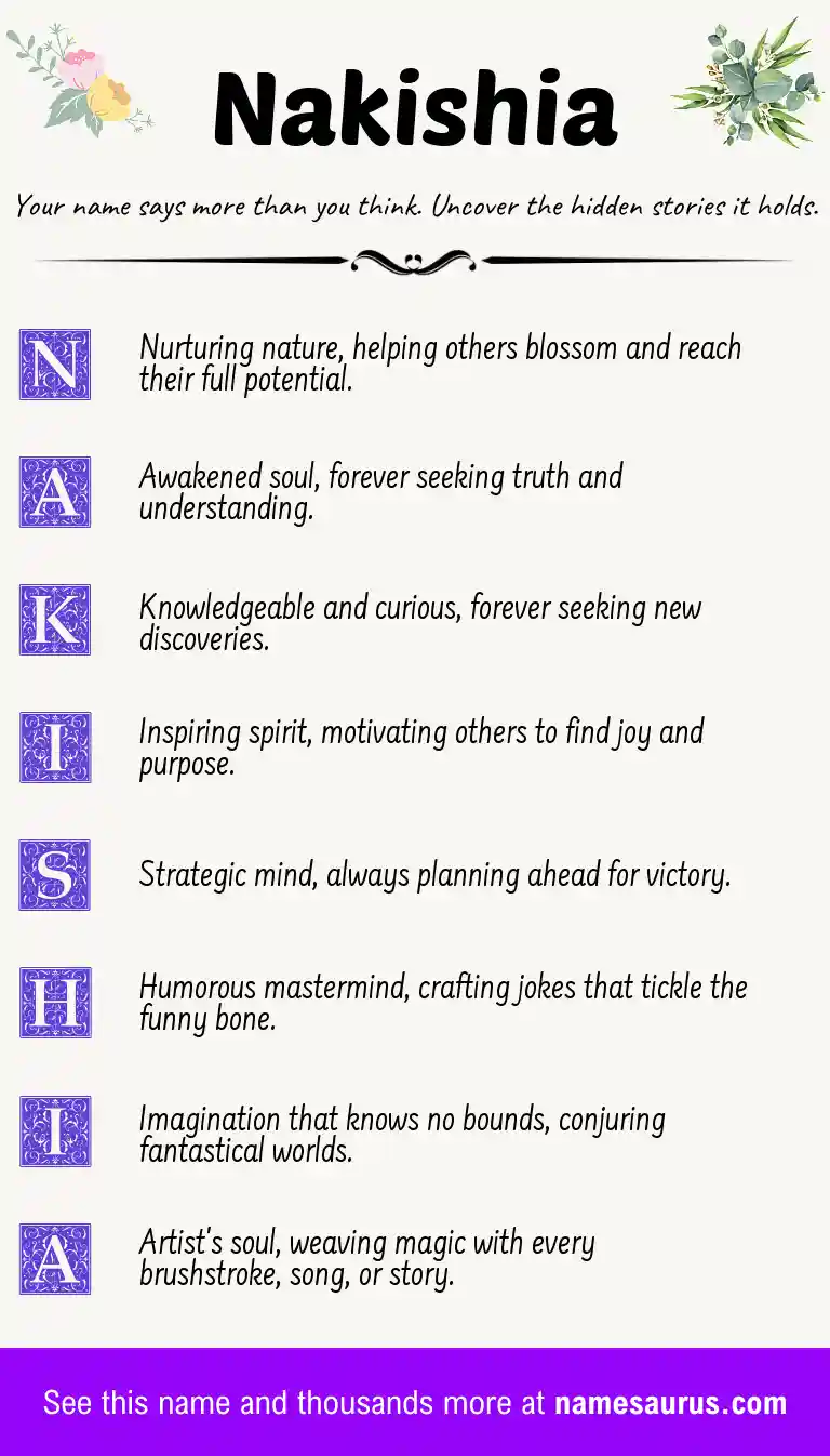 Acrostic poem about Nakishia.