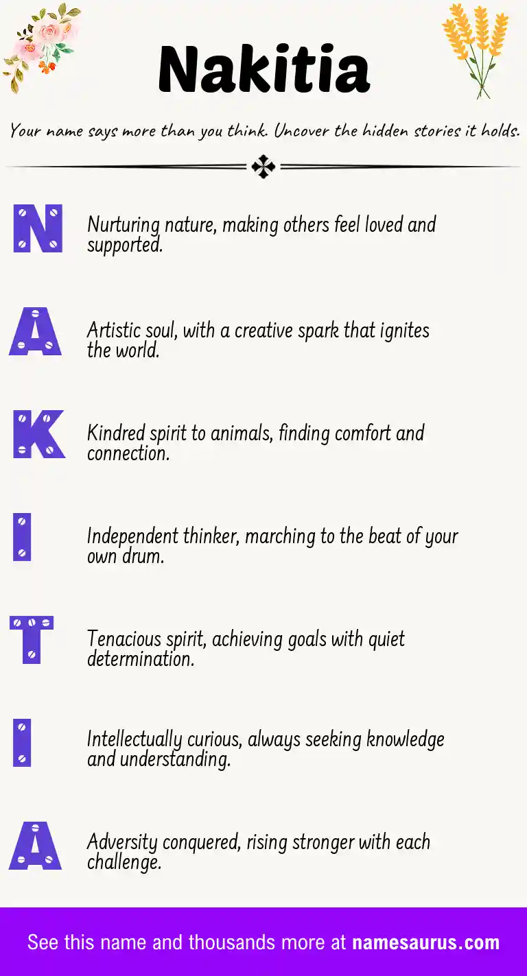 Acrostic poem about Nakitia.