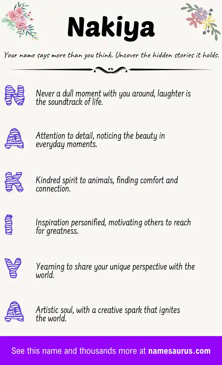 Acrostic poem about Nakiya.