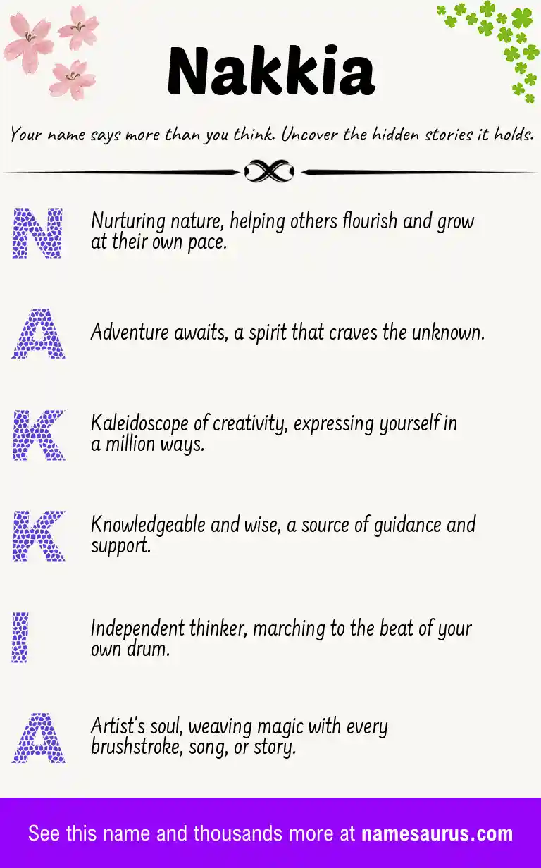 Acrostic poem about Nakkia.