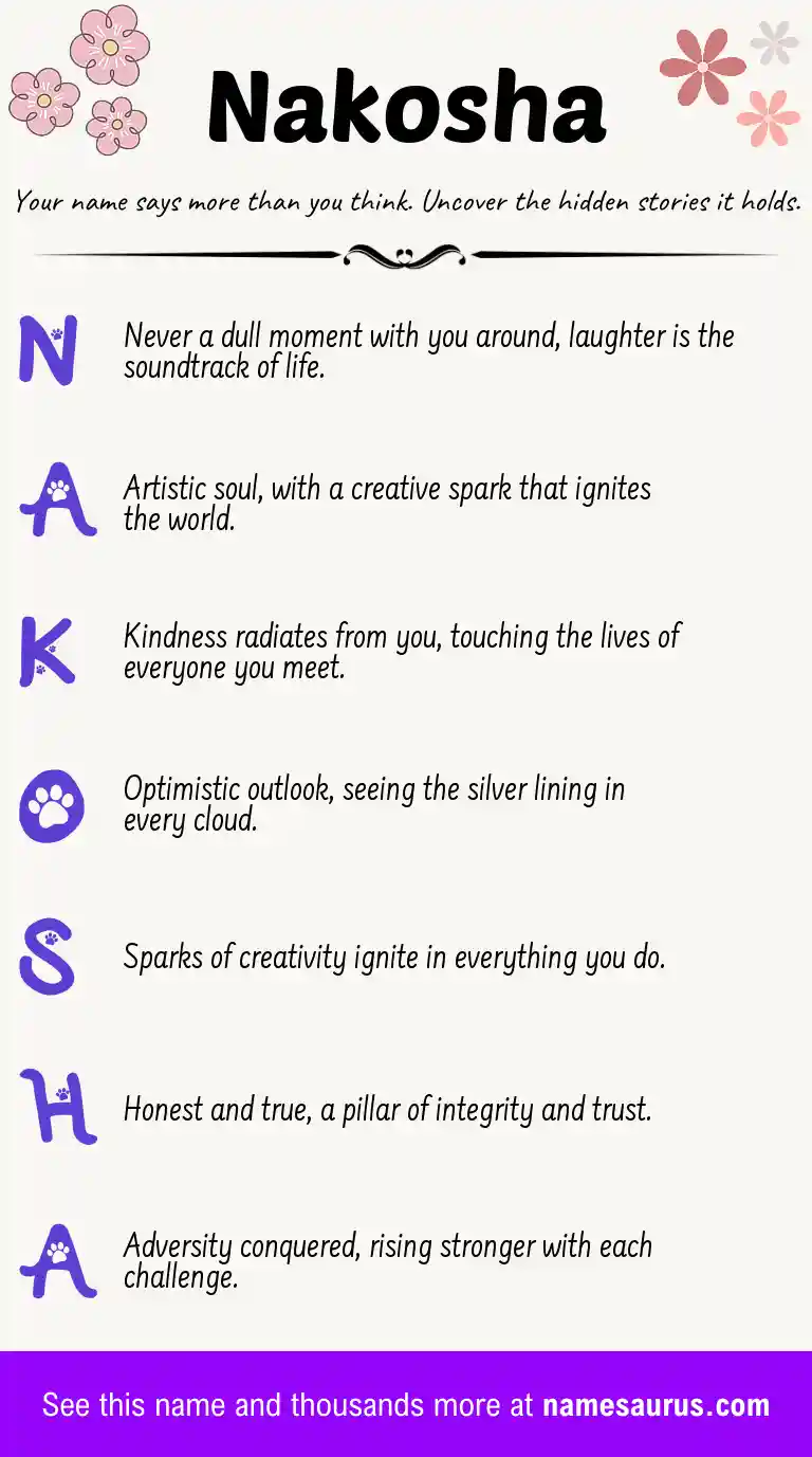 Acrostic poem about Nakosha.