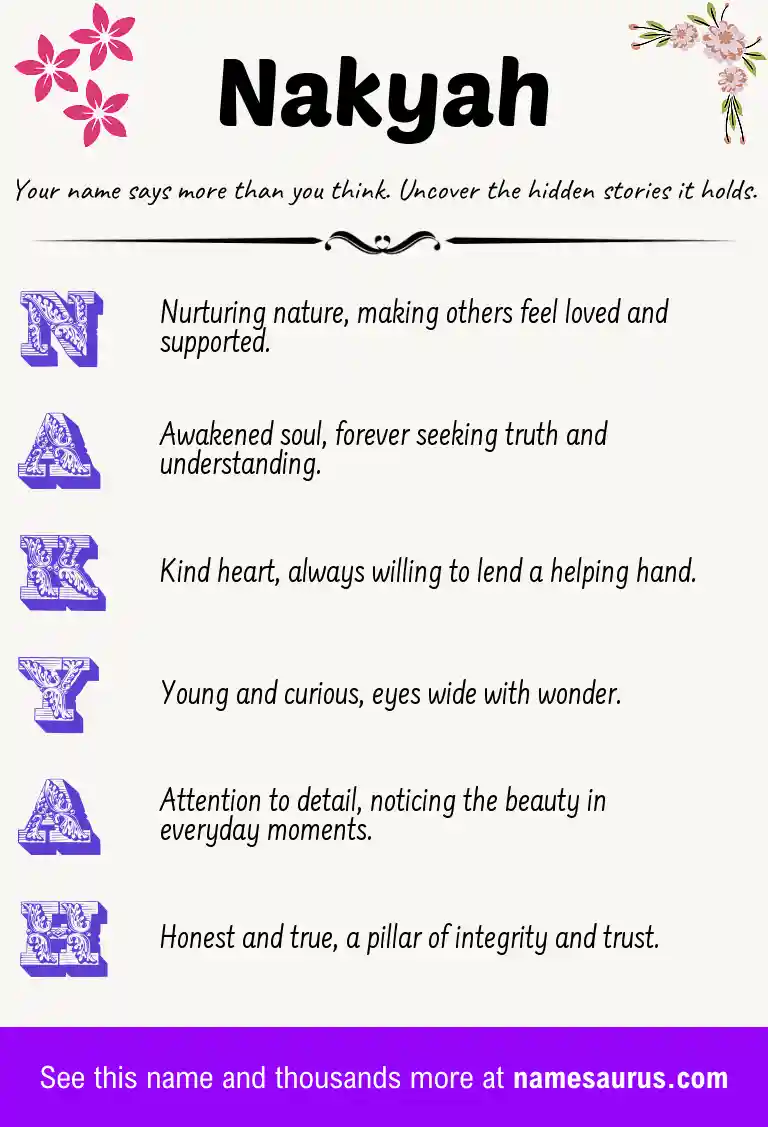 Acrostic poem about Nakyah.