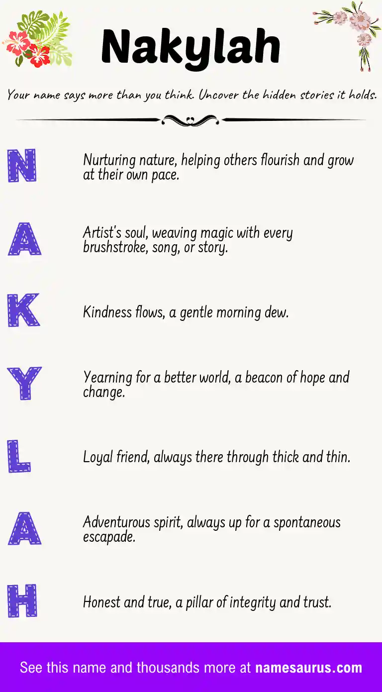 Acrostic poem about Nakylah.