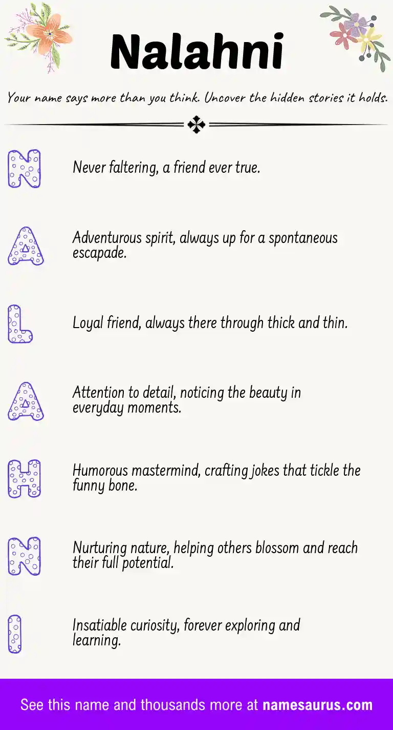 Acrostic poem about Nalahni.
