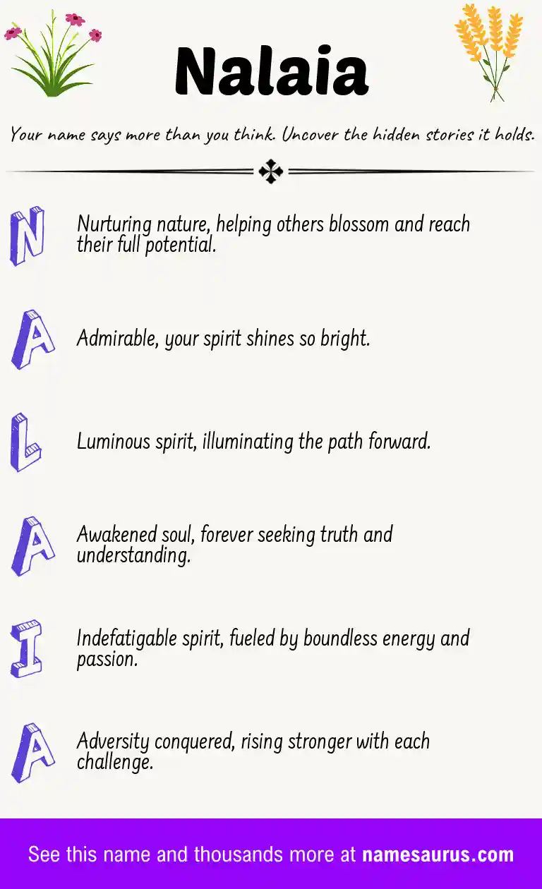 Acrostic poem about Nalaia.