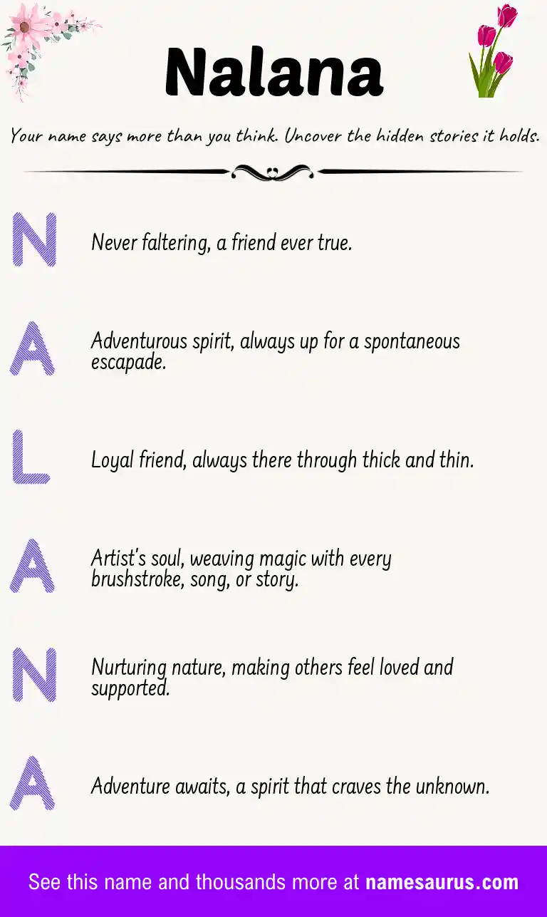 Acrostic poem about Nalana.