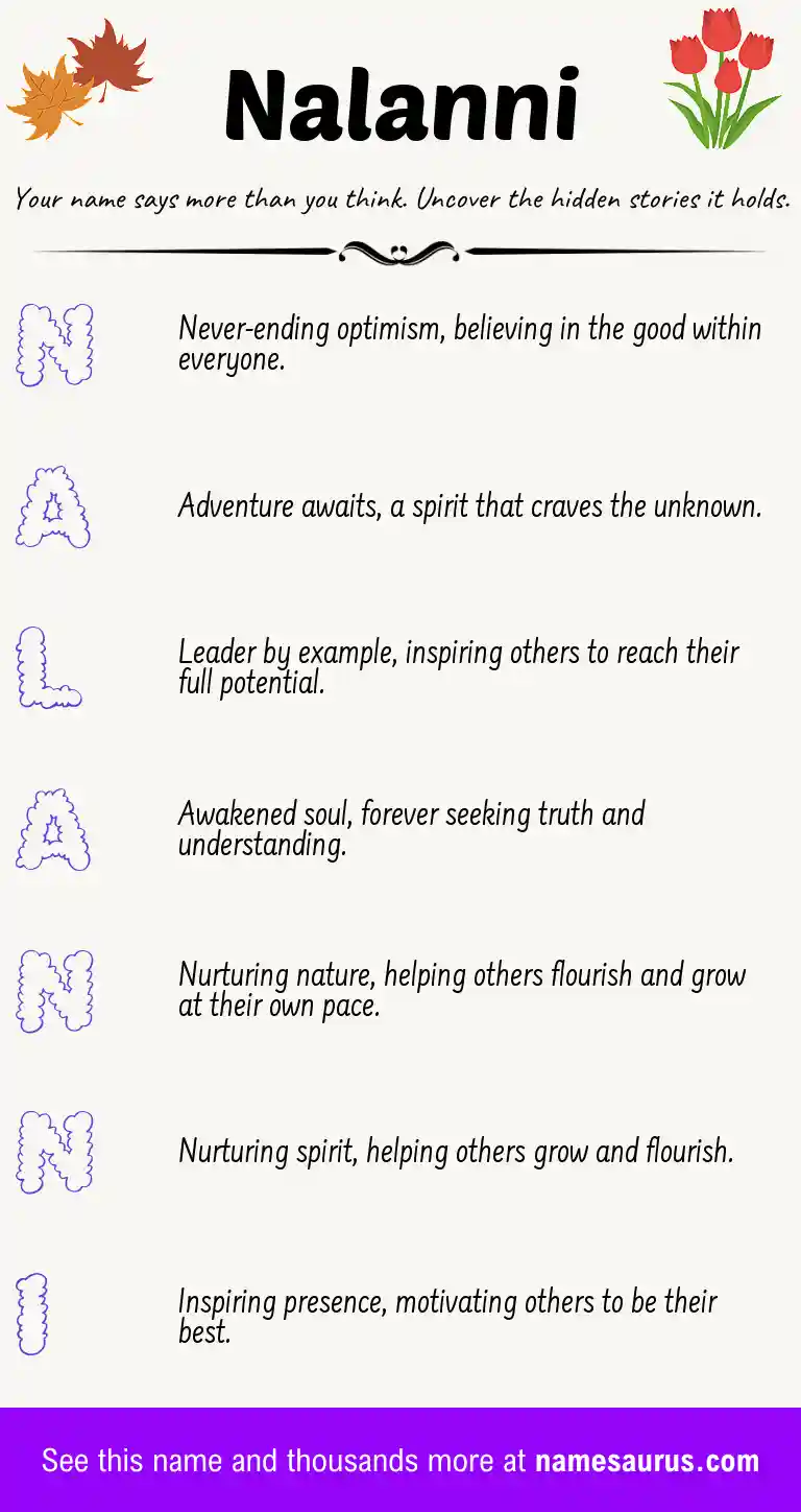 Acrostic poem about Nalanni.