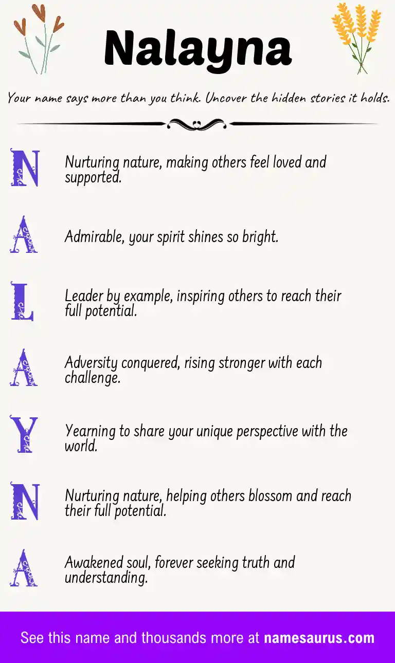 Acrostic poem about Nalayna.