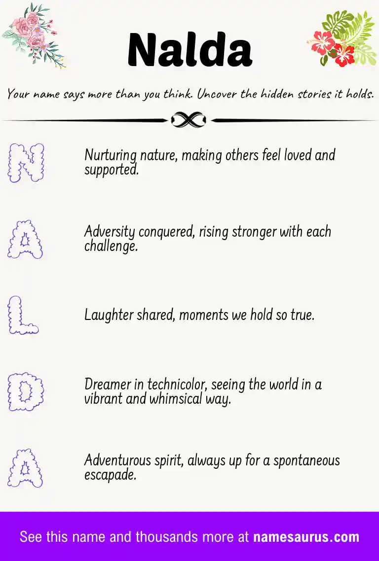 Acrostic poem about Nalda.