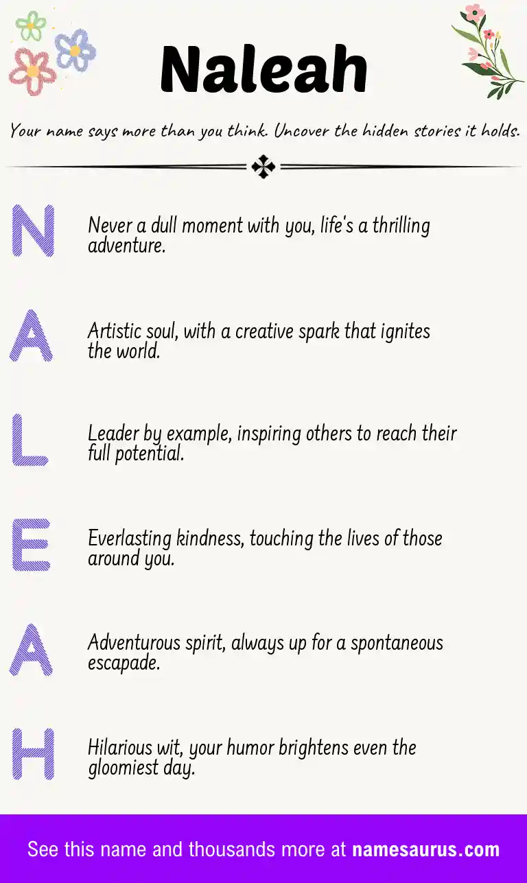 Acrostic poem about Naleah.